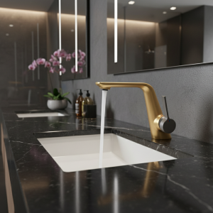 Robinet de lavabo de salle de bains moderne en laiton blanc ou gris or brossé, mitigeur d’eau de lavabo monté sur le pont, mélangeur chaud et froid Robinet de lavabo de salle de bains moderne en laiton blanc ou gris or brossé, mitigeur d’eau de lavabo monté sur le pont, mélangeur chaud et froid