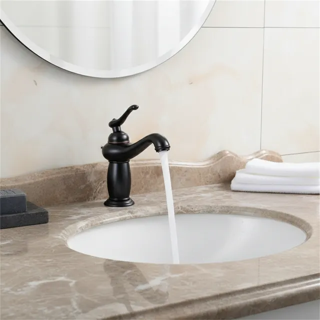 Robinet de lavabo en laiton noir en forme de lampe