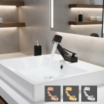 HODeck-Robinet d&rsquo;évier noir monté sur bassin, robinet d&rsquo;eau monotrou, beaucoup chaud et froid, mélangeur de salle de bain