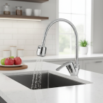 Robinet de lavabo de cuisine Flexible rotatif à 360 degrés, mitigeur d&rsquo;eau froide et chaude à poignée unique, Chrome poli, monté sur le pont