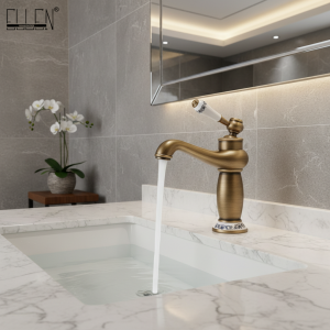 Robinet de salle de bains finition Bronze Antique, lavabo en laiton, robinets en laiton massif, robinets mélangeurs d’eau à poignée unique, grue de bain ELFCT001 Robinet de salle de bains finition Bronze Antique, lavabo en laiton, robinets en laiton massif, robinets mélangeurs d’eau à poignée unique, grue de bain ELFCT001