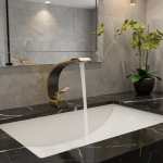 Robinet de lavabo mitigeur de salle de bains moderne, robinet de lavabo en or noir, robinet de cascade chaude et froide à poignée unique blanc