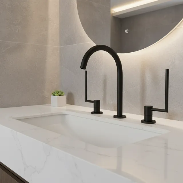 Robinet de lavabo noir mat à 2 trous