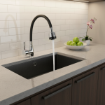 Robinet de lavabo de cuisine Flexible à double engrenage, en alliage rotatif à 360 degrés, noir, poignée unique, mélangeur d&rsquo;eau froide et chaude, robinet poli