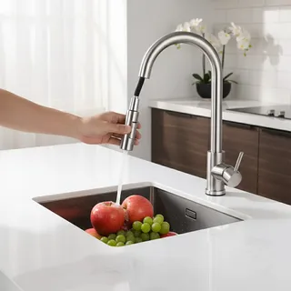 Mitigeur Cuisine Monocommande Acier Inoxydable Brossé Satiné Bec Col…