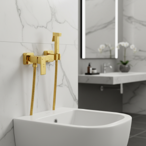 Robinet mitigeur de douche de toilette chromé, mitigeur d&rsquo;eau chaude et froide, robinet de douche à grue, robinet de douche de Bidet blanc, robinet de lavabo doré