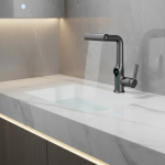 Robinet de lavabo à affichage numérique de température de cascade, pulvérisateur à jet de levage vers le bas, mélangeur d&rsquo;évier d&rsquo;eau chaude et froide, robinet de lavage pour salle de bains