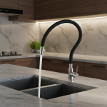 Robinet d&rsquo;Eau Froide Universel en Silicone, Tube Rotatif à 360 °, Tuyau Flexible, Montage sur Pont