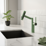 HOBasin-Mélangeur d&rsquo;évier en laiton à levier unique multifonctions, grue chaude et froide, robinet vert chromé noir, nouveau