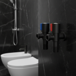 Robinets de lavabo de salle de bains, robinets d&rsquo;arrêt d&rsquo;angle, finition en laiton noir, vanne d&rsquo;arrêt G1/2 « , salle de bains, toilettes, Bidet, douche, robinet d&rsquo;eau