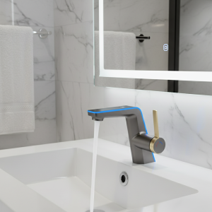 Robinet de lavabo à affichage de la température haut de gamme, lumière LED, pulvérisateur à 2 Modes, mélangeur d’évier d’eau chaude et froide, robinet de lavage à trou unique pour salle de bains Robinet de lavabo à affichage de la température haut de gamme, lumière LED, pulvérisateur à 2 Modes, mélangeur d’évier d’eau chaude et froide, robinet de lavage à trou unique pour salle de bains