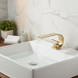 TOLM robinet de lavabo robinet de salle de bains moderne mitigeur noir/blanc robinet de lavabo mitigeur robinet cascade chaude et froide