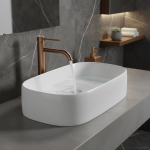 Robinet de lavabo de salle de bains en or brossé, mitigeur froid et chaud, robinet d&rsquo;eau monté sur le pont, trou unique et poignée, Style haut, or Rose brossé