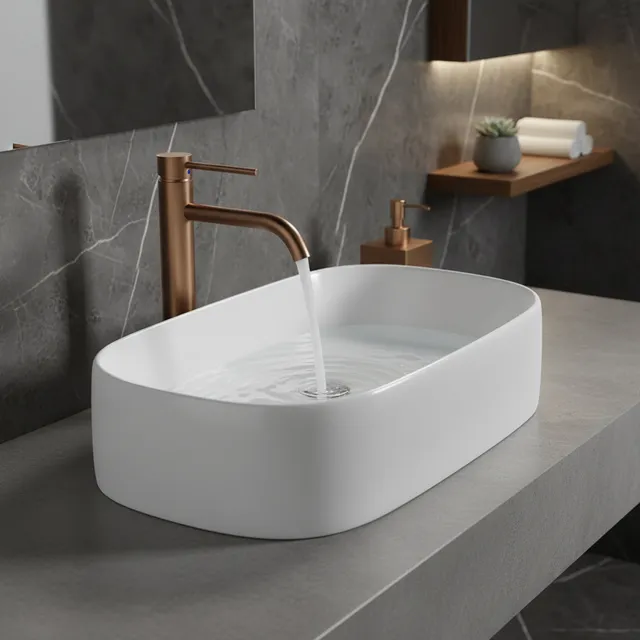 Robinet de lavabo de salle de bains en or brossé