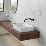 Robinet d&rsquo;eau froide noir mat, robinet de lavabo mural rond à trou unique pour salle de bains et cuisine