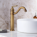 Robinet monté sur pont à poignée unique, robinet de bassin en cuivre antique, froid et chaud, style classique, centre commercial d&rsquo;eau