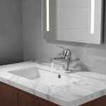 Robinet de lavabo en laiton, robinet de salle de bains multifonctionnel monté sur le pont avec pomme de douche à main, robinet d&rsquo;évier d&rsquo;eau chaude et froide