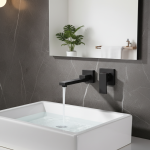 BAKALA lavabo robinet de salle de bains, robinet de salle de bains, eau chaude et froide mitigeur mural, robinet d&rsquo;évier bec pivotant, salle de bains avec poignée moderne à levier unique