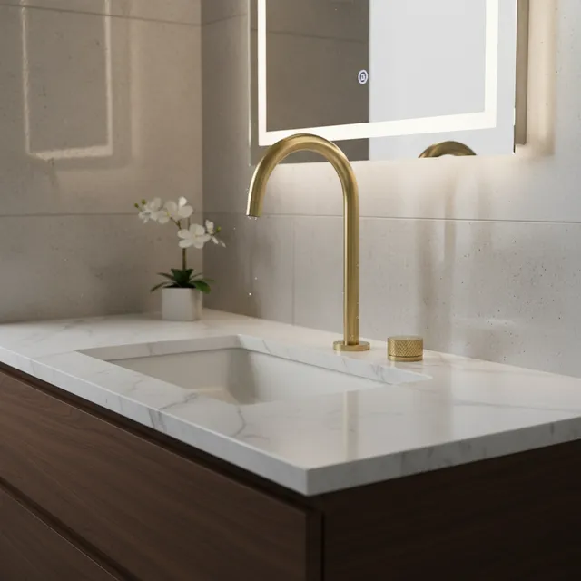 Robinet de lavabo en or brossé