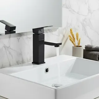 Mitigeur lavabo bain noir mat inox 304 monocommande bec droit levier…