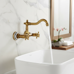 Robinet mitigeur pivotant à Double levier à Double trou, robinets de mitigeur d&rsquo;eau chaude/froide, lavabo rétro, robinets d&rsquo;évier en laiton pour salle de bains et cuisine