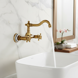 Robinet mitigeur pivotant à Double levier à Double trou, robinets de mitigeur d&rsquo;eau chaude/froide, lavabo rétro, robinets d&rsquo;évier en laiton pour salle de bains et cuisine