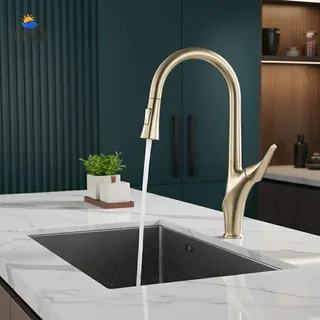Robinets de centre commercial rotatifs à nervures en or brossé