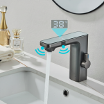 Robinet de lavabo de salle de bains, en alliage de Zinc, mélangeur d&rsquo;eau froide et chaude, de luxe gris LCD capteur intelligent, robinet de pont, robinet de baignoire