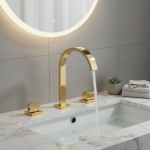 Robinet de lavabo de salle de bains en or, robinet de lavabo, robinet d&rsquo;évier à double poignée, robinets de lavabo monté sur le pont, lavage d&rsquo;eau chaude et froide, robinet mitigeur