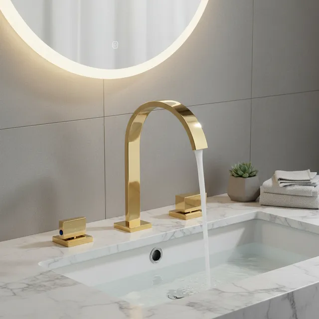 Robinet de lavabo de salle de bains en or