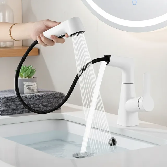 Robinet de lavabo de salle de bain extractible à double…