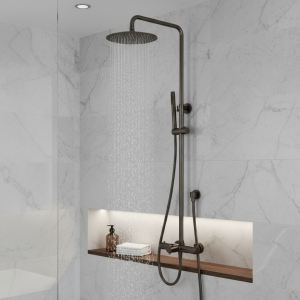 Robinet thermostatique de salle de bain, ensemble de douche, robinet mitigeur, inverseur de bras mural avec Spray à main et tête de pluie