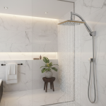 Extension de robinet de pomme de douche à effet de pluie chromé de 8 pouces avec bras de douche et kit de tuyau