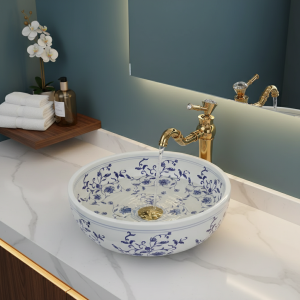 ZAPbagHOLavabo rond en céramique chlorée, ark peint à la main, éviers de salle de bain ZAPbagHOLavabo rond en céramique chlorée, ark peint à la main, éviers de salle de bain