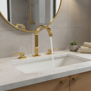 Robinet de lavabo doré, salle de bains, Double poignée, 3 trous, robinets d’évier de bain montés sur le pont, robinet d’eau froide et chaude en laiton Robinet de lavabo doré, salle de bains, Double poignée, 3 trous, robinets d’évier de bain montés sur le pont, robinet d’eau froide et chaude en laiton