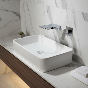 BAKALA robinet mitigeur de lavabo cascade de salle de bains chromé brillant, robinets de lavabo muraux à levier unique, robinet mitigeur de bain cascade