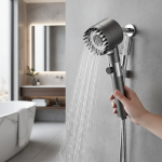 Pommeau de douche à filtre haute pression, Spray réglable à 3 modes avec brosse de Massage, robinet de pluie, accessoires de salle de bains