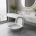 Lavabo de salle de bain pliable en trois pièces, lavabo en plastique polyvalent, pour laver le visage