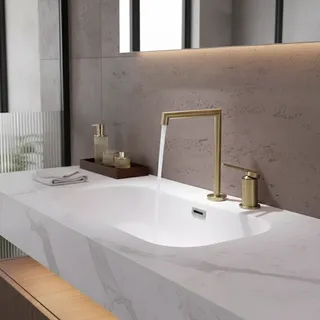 Robinet de salle de bains en laiton brossé doré