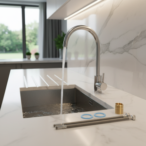 Centre commercial d’eau chaude et froide en acier inoxydable 304, installation de bassin rotatif à 360 degrés, livré avec un tuyau de 60cm Centre commercial d’eau chaude et froide en acier inoxydable 304, installation de bassin rotatif à 360 degrés, livré avec un tuyau de 60cm