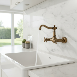 Robinet antique mural en bronze pour cuisine et évier, style rétro, à la mode, H5588 Robinet antique mural en bronze pour cuisine et évier, style rétro, à la mode, H5588