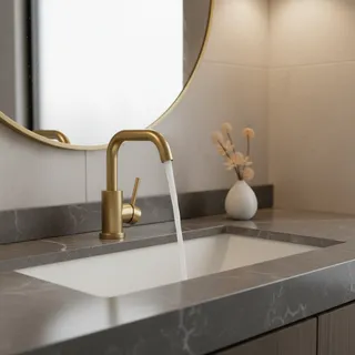 Robinet lavabo monobloc monotrou monolevier or brossé laiton doré mat…