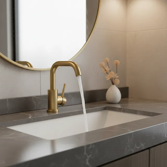 Robinet lavabo monobloc monotrou monolevier or brossé…