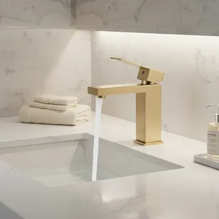 Senlesen robinet de salle de bains en or brossé
