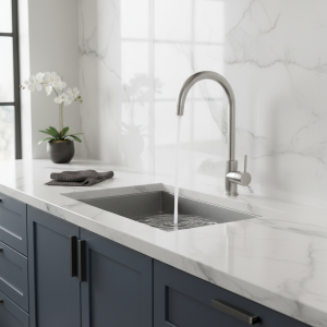 CistudBrass-Robinet de cuisine mural chromé, poignée simple, pliable, eau froide uniquement