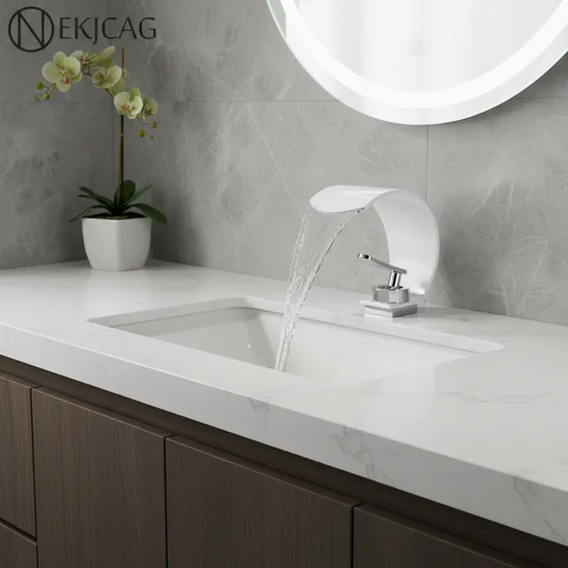 Robinet de lavabo cascade chromé blanc