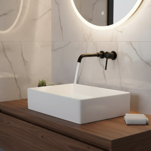 BAKALA robinet mitigeur de salle de bains, lavabo robinet de bain mitigeur de salle de bains, robinet d&rsquo;évier mural en laiton noir mat avec une seule poignée eau chaude et froide