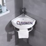Lavabo mural en céramique pour petit appartement, 255x255x120mm, coin de toilette triangulaire, moderne et minimaliste, robinet de lavabo de salle de bains