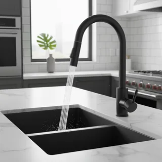 Robinet de cuisine noir à deux fonctions