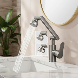 Robinet de lavabo de salle de bains, robinet de lavabo 1080 °   Robinet d&rsquo;eau froide et chaude multifonction pivotant, robinet d&rsquo;évier de cuisine, robinet d&rsquo;eau 2 Modes